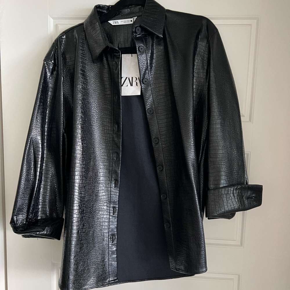 Zara Black Textured Button-Up Shirt - Picture 3 of 3